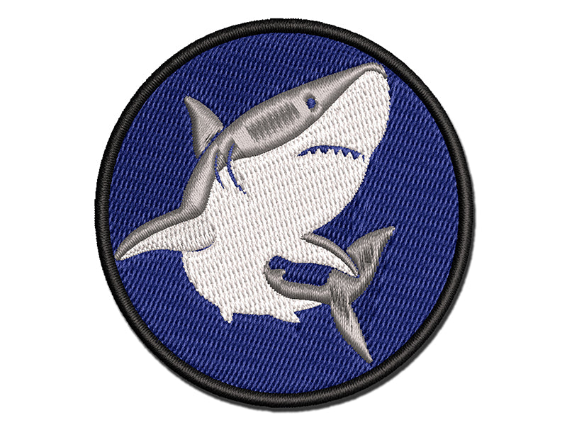 Powerful Great White Shark Multi-Color Embroidered Iron-On or Hook & Loop Patch Applique