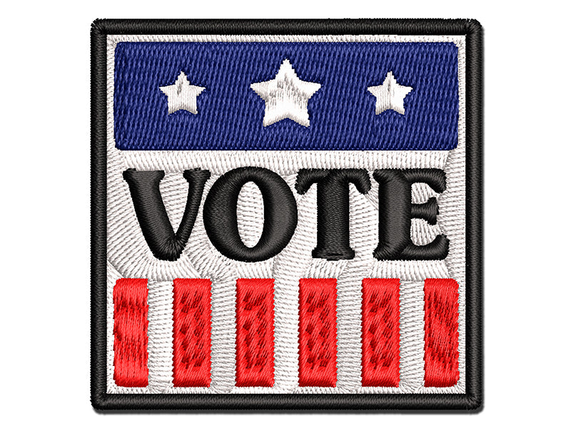 Vote Stars and Stripes Voting Patriotic Multi-Color Embroidered Iron-On or Hook & Loop Patch Applique