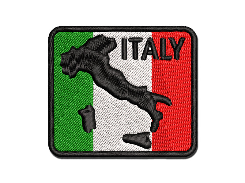 Italy Country Solid with Text Multi-Color Embroidered Iron-On or Hook & Loop Patch Applique