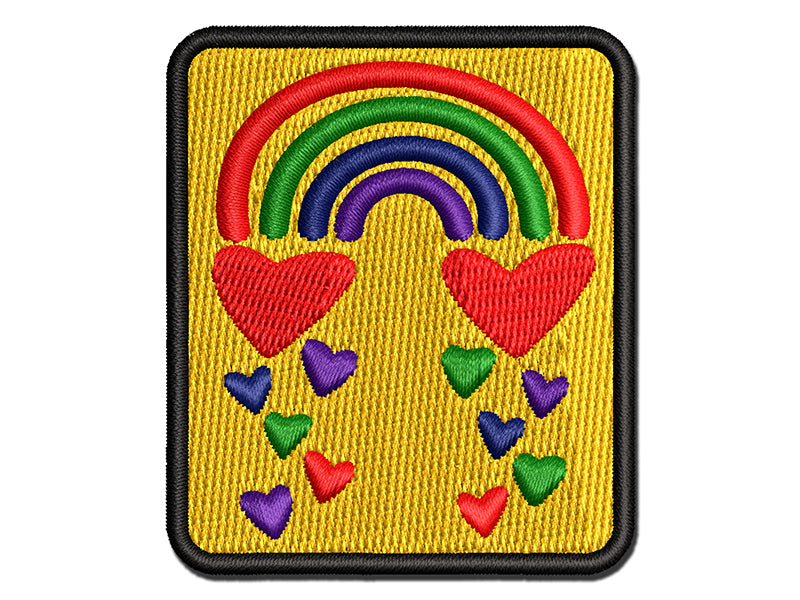 Shower of Love Hearts and Rainbows Multi-Color Embroidered Iron-On or Hook & Loop Patch Applique