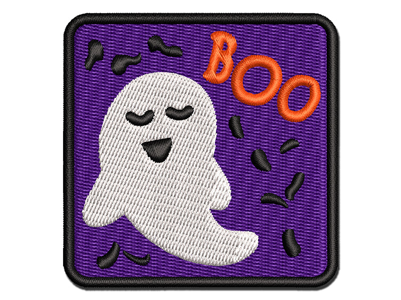 Sweet Ghost Boo Halloween Multi-Color Embroidered Iron-On or Hook & Loop Patch Applique