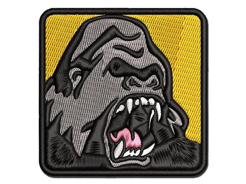 Angry Roaring Silverback Gorilla Multi-Color Embroidered Iron-On or Hook & Loop Patch Applique