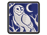 Barn Owl Standing in the Night Multi-Color Embroidered Iron-On or Hook & Loop Patch Applique