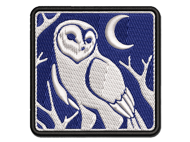 Barn Owl Standing in the Night Multi-Color Embroidered Iron-On or Hook & Loop Patch Applique