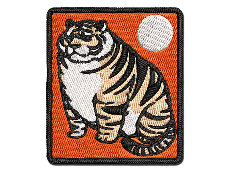 Chubby Fat Tiger Multi-Color Embroidered Iron-On or Hook & Loop Patch Applique