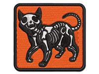 Creepy Skeleton Cat Halloween Multi-Color Embroidered Iron-On or Hook & Loop Patch Applique