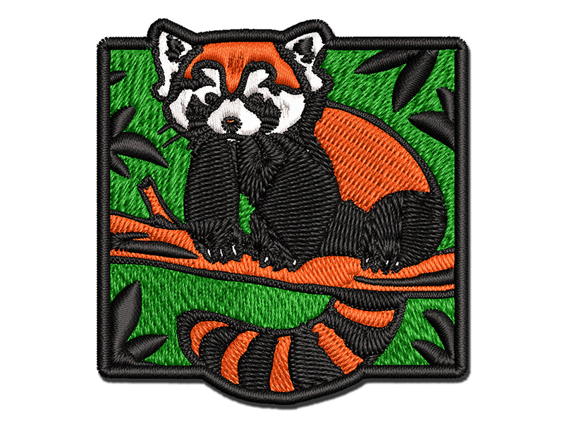 Cute Little Red Panda Multi-Color Embroidered Iron-On or Hook & Loop Patch Applique