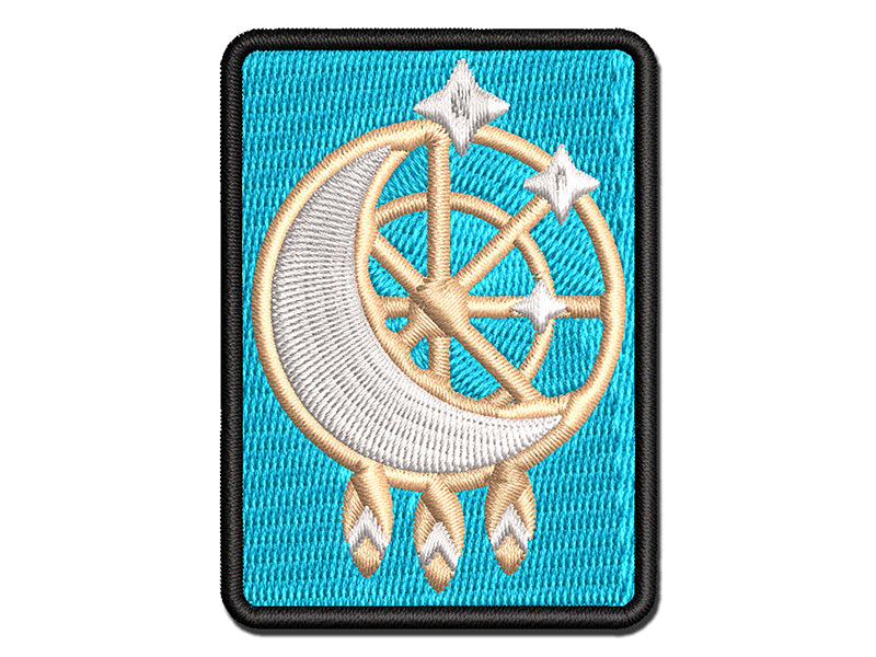 Dream Catcher with Moon and Stars Multi-Color Embroidered Iron-On or Hook & Loop Patch Applique