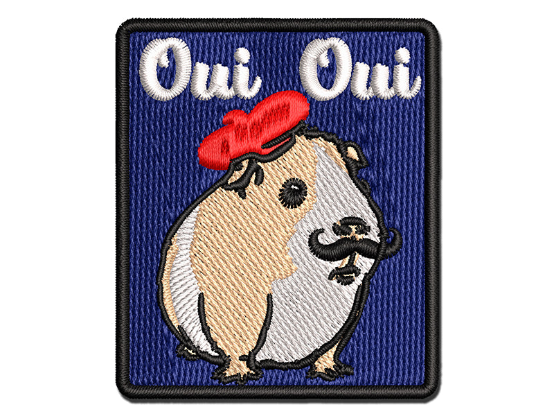 French Guinea Pig Oui Oui Multi-Color Embroidered Iron-On or Hook & Loop Patch Applique