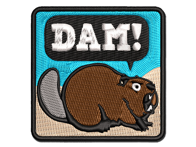 Grumpy Beaver Yelling Dam Multi-Color Embroidered Iron-On or Hook & Loop Patch Applique