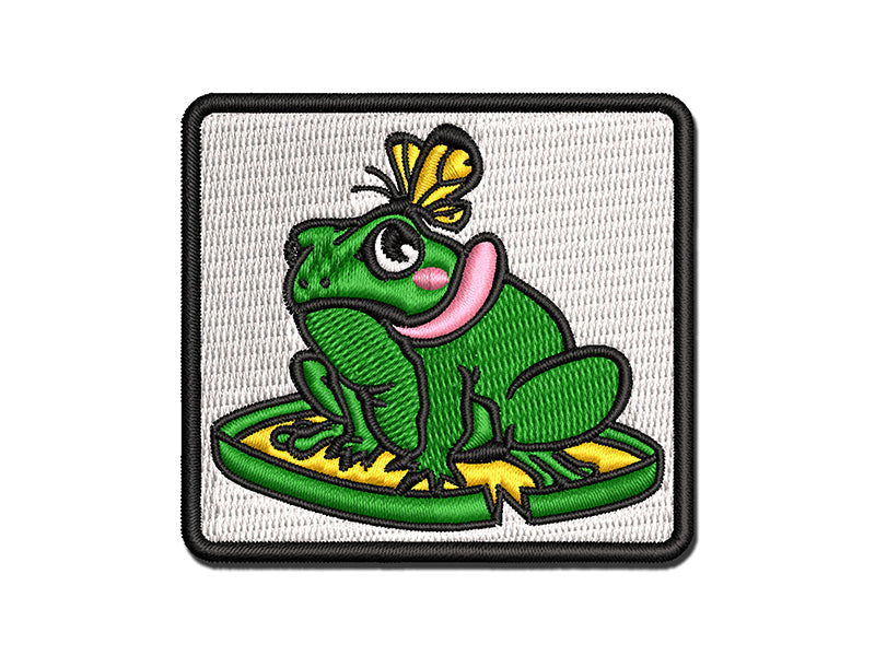 Hungry Frog with Butterfly Multi-Color Embroidered Iron-On or Hook & Loop Patch Applique