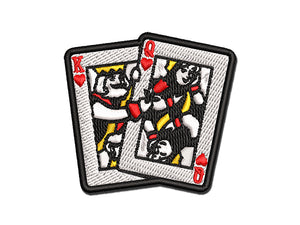 King and Queen of Hearts Playing Cards Multi-Color Embroidered Iron-On or Hook & Loop Patch Applique