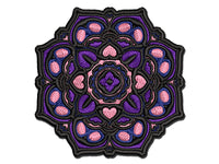 Mandala Geometric Flower Multi-Color Embroidered Iron-On or Hook & Loop Patch Applique