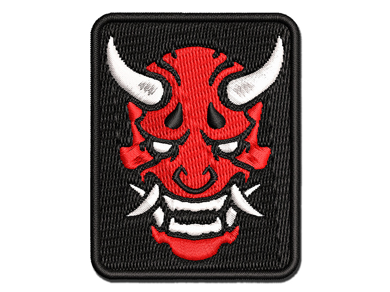 Oni Japanese Ogre Demon Multi-Color Embroidered Iron-On or Hook & Loop Patch Applique