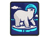 Polar Bear Chilling on Iceberg Multi-Color Embroidered Iron-On or Hook & Loop Patch Applique