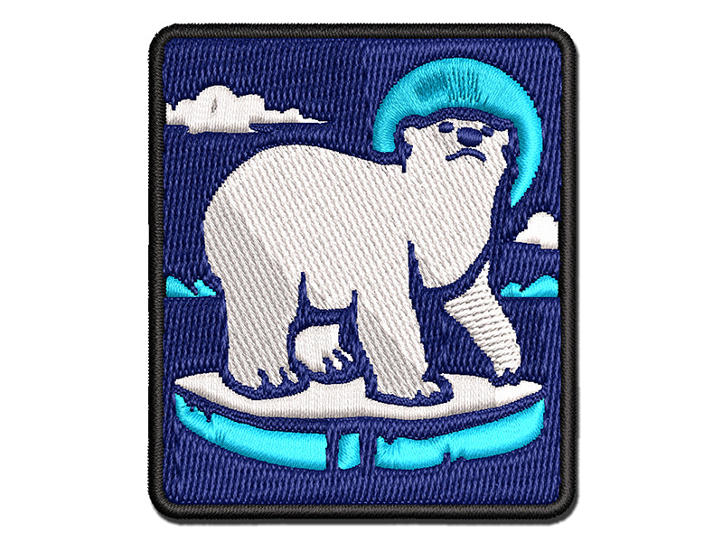 Polar Bear Chilling on Iceberg Multi-Color Embroidered Iron-On or Hook & Loop Patch Applique