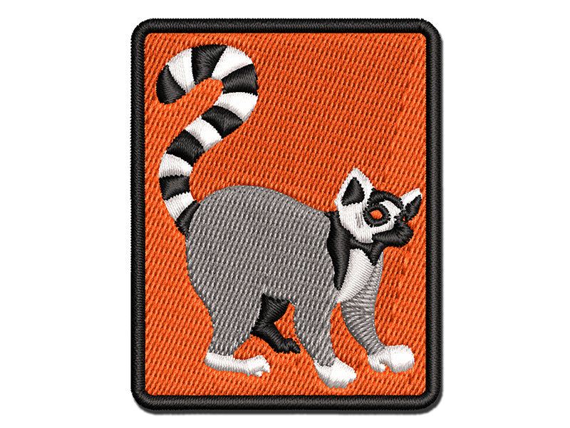 Ring-Tailed Lemur Multi-Color Embroidered Iron-On or Hook & Loop Patch Applique