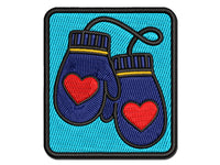 Cozy Mittens with Hearts Winter Multi-Color Embroidered Iron-On or Hook & Loop Patch Applique