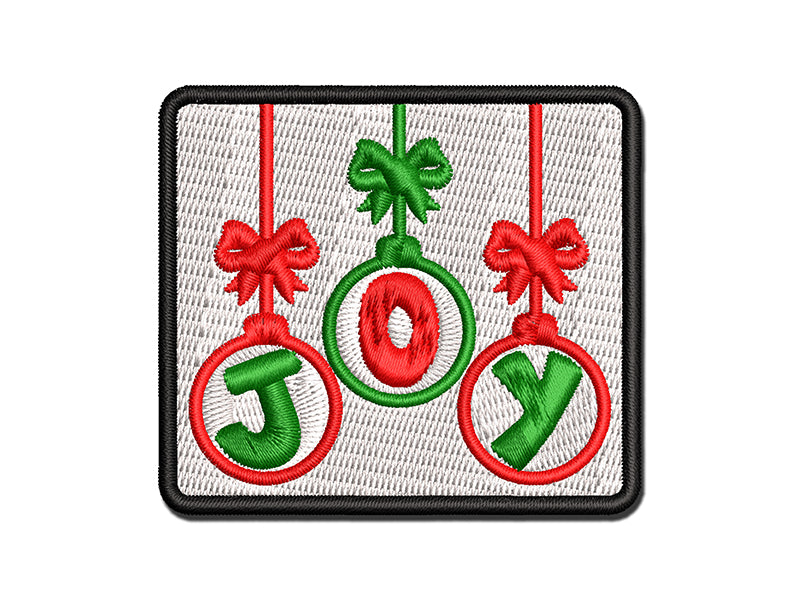 Joy Ornaments Christmas Multi-Color Embroidered Iron-On or Hook & Loop Patch Applique