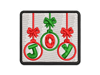 Joy Ornaments Christmas Multi-Color Embroidered Iron-On or Hook & Loop Patch Applique