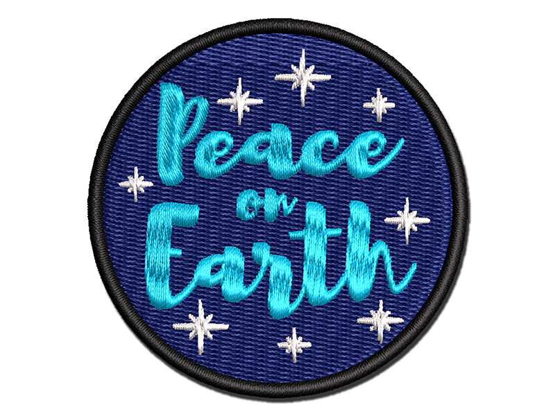 Peace On Earth Christmas Multi-Color Embroidered Iron-On or Hook & Loop Patch Applique