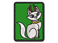 Cute Kitty Cat Reindeer Christmas Multi-Color Embroidered Iron-On or Hook & Loop Patch Applique