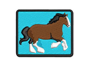 Mighty Clydesdale Horse Multi-Color Embroidered Iron-On or Hook & Loop Patch Applique