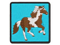 Running American Paint Horse Multi-Color Embroidered Iron-On or Hook & Loop Patch Applique