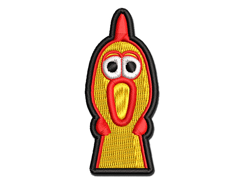 Screaming Rubber Chicken Head Multi-Color Embroidered Iron-On or Hook & Loop Patch Applique