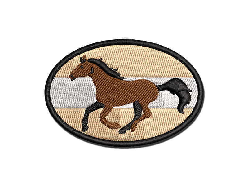 Thoroughbred Race Horse Running Multi-Color Embroidered Iron-On or Hook & Loop Patch Applique