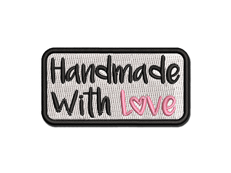 Handmade with Love Sweet Multi-Color Embroidered Iron-On or Hook & Loop Patch Applique