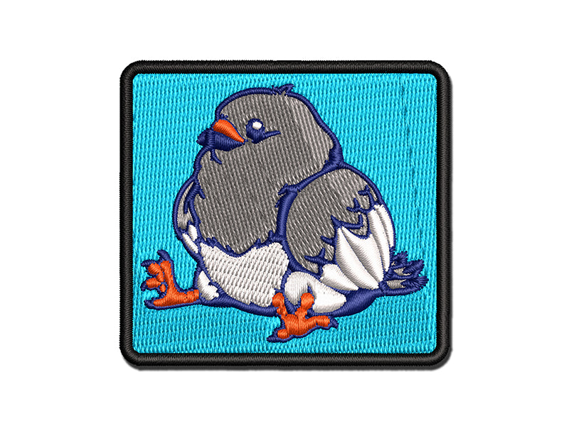 Chubby Little Bird Sitting Multi-Color Embroidered Iron-On or Hook & Loop Patch Applique