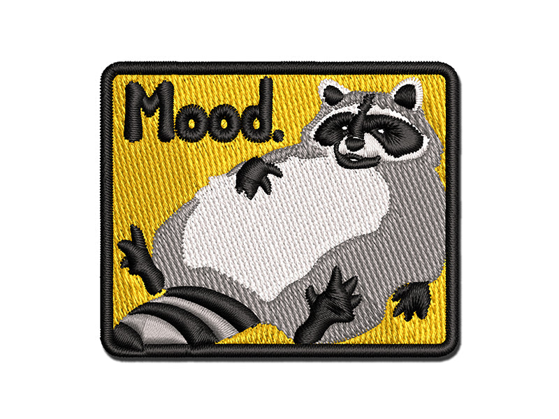 Fluffy Lazy Raccoon Mood Multi-Color Embroidered Iron-On or Hook & Loop Patch Applique
