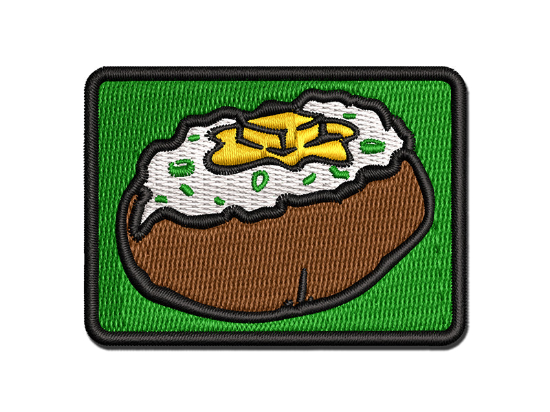 Hot Baked Potato with Chives and Butter Multi-Color Embroidered Iron-On or Hook & Loop Patch Applique