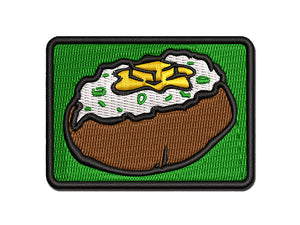 Hot Baked Potato with Chives and Butter Multi-Color Embroidered Iron-On or Hook & Loop Patch Applique