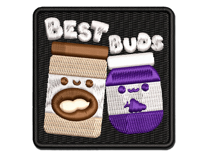 Peanut Butter and Jelly Best Buds Friends Multi-Color Embroidered Iron-On or Hook & Loop Patch Applique