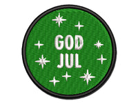 God Jul Norwegian Merry Christmas Starburst Multi-Color Embroidered Iron-On or Hook & Loop Patch Applique