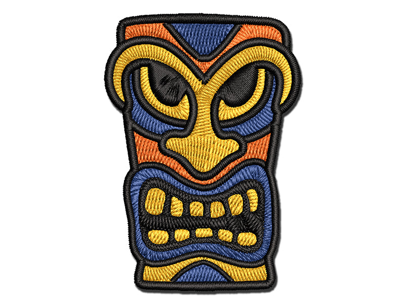 Hawaiian Tiki Head Multi-Color Embroidered Iron-On or Hook & Loop Patch Applique