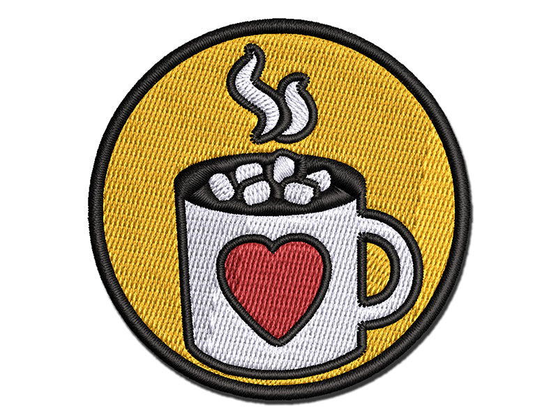 Hot Chocolate with Marshmallows Heart Mug Multi-Color Embroidered Iron-On or Hook & Loop Patch Applique