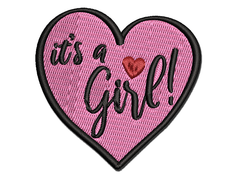 It's a Girl Baby Shower Multi-Color Embroidered Iron-On or Hook & Loop Patch Applique