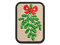 Mistletoe Merry Christmas Xmas Multi-Color Embroidered Iron-On or Hook & Loop Patch Applique