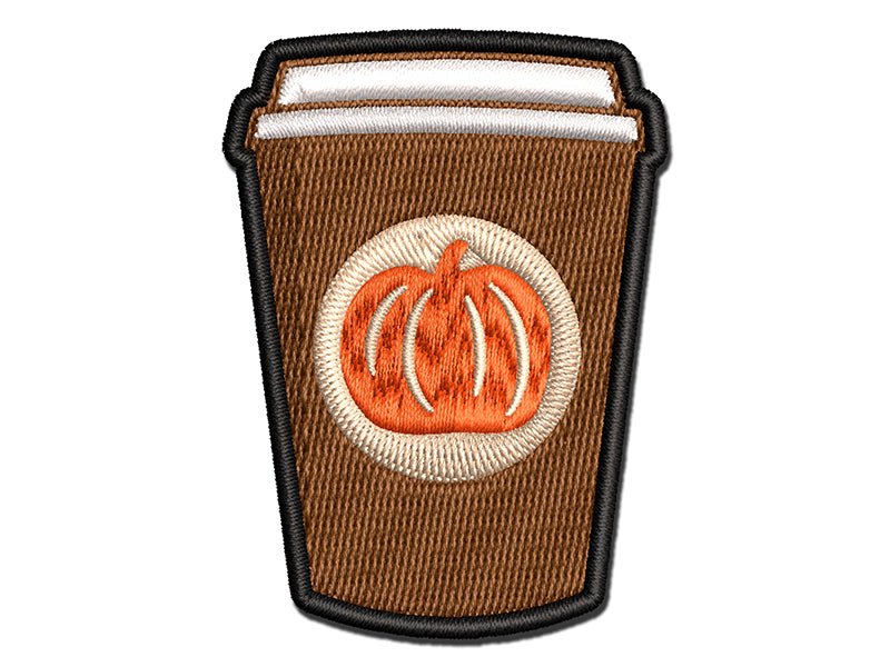 Pumpkin Spice Latte Coffee Multi-Color Embroidered Iron-On or Hook & Loop Patch Applique