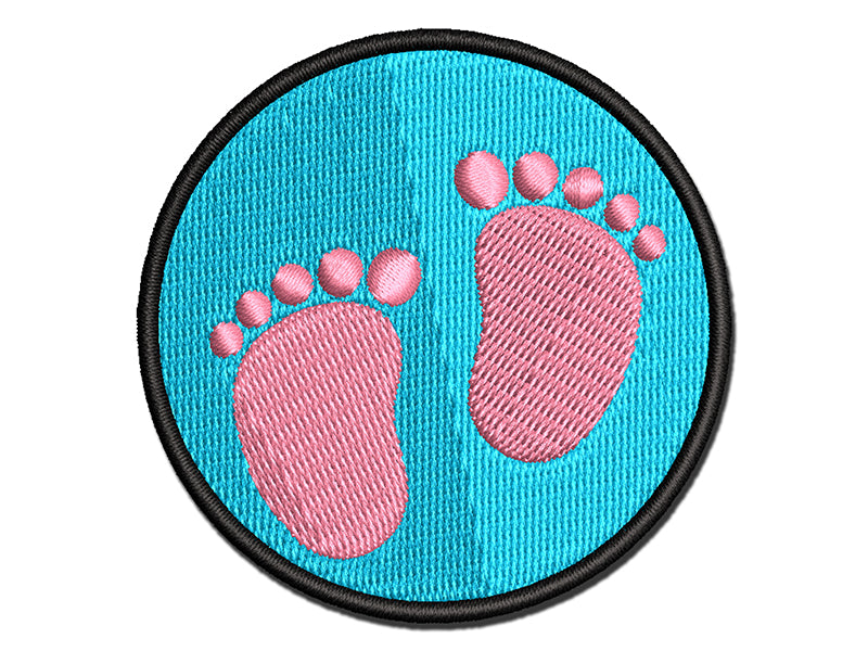 Baby Footprints Multi-Color Embroidered Iron-On or Hook & Loop Patch Applique