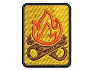 Campfire Cartoon Multi-Color Embroidered Iron-On or Hook & Loop Patch Applique