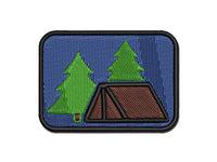 Camping Tent in the Woods Pine Trees Multi-Color Embroidered Iron-On or Hook & Loop Patch Applique