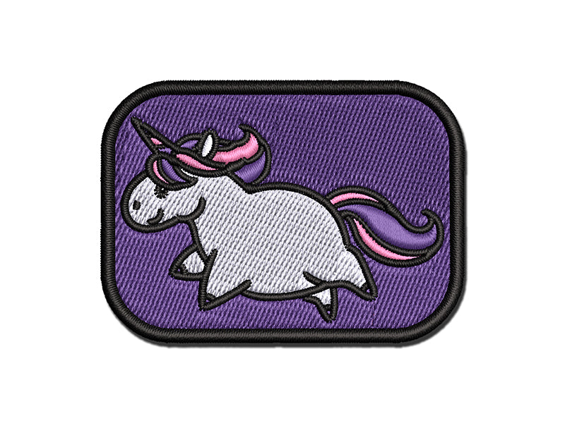 Chubby Unicorn Running Multi-Color Embroidered Iron-On or Hook & Loop Patch Applique