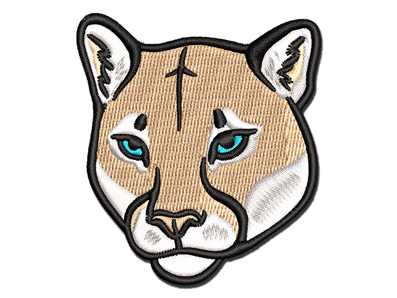 Cougar Head Mountain Lion Multi-Color Embroidered Iron-On or Hook & Loop Patch Applique