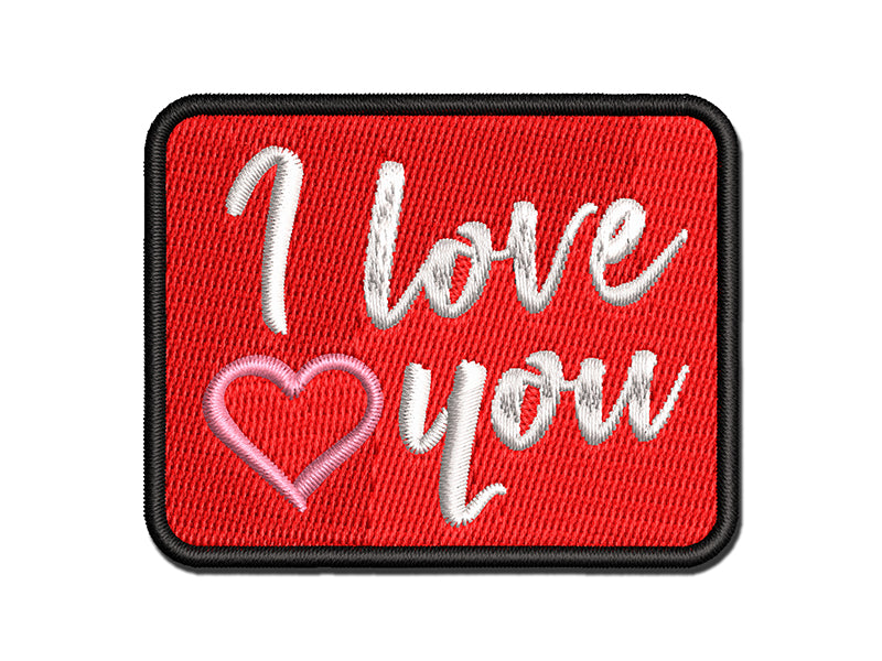 I Love You in English Heart Multi-Color Embroidered Iron-On or Hook & Loop Patch Applique