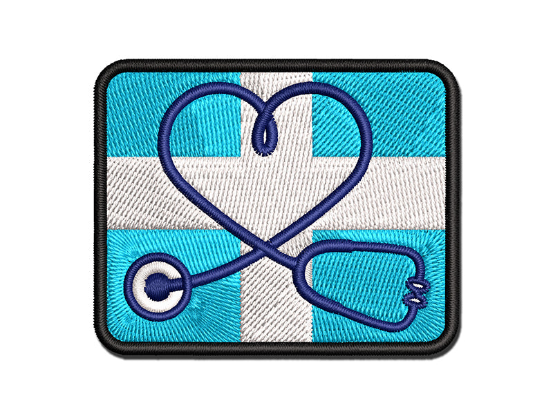 Nurse Doctor Heart Shaped Stethoscope Multi-Color Embroidered Iron-On or Hook & Loop Patch Applique
