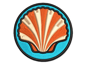 Scallop Seashell Beach Shell Multi-Color Embroidered Iron-On or Hook & Loop Patch Applique